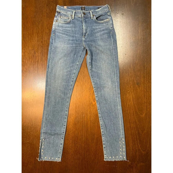 Citizens of Humanity Rocket High Ride Skinny Pearl Studded Blue Jeans Women’s 27 - Picture 1 of 12